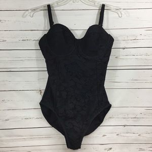 NWOT Merona Swimsuit one piece black crochet lace